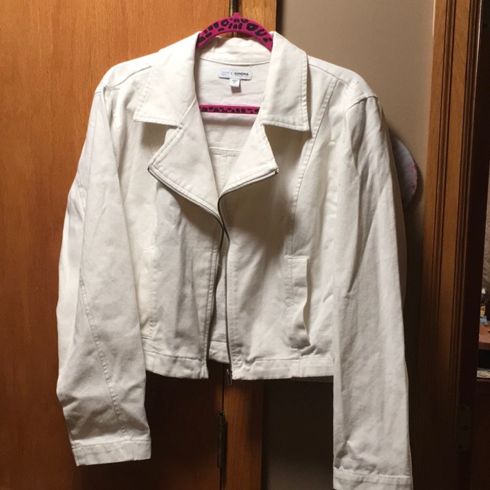 Ladies Lauren Lane Sonoma Off White Jean Jacket. Size XL